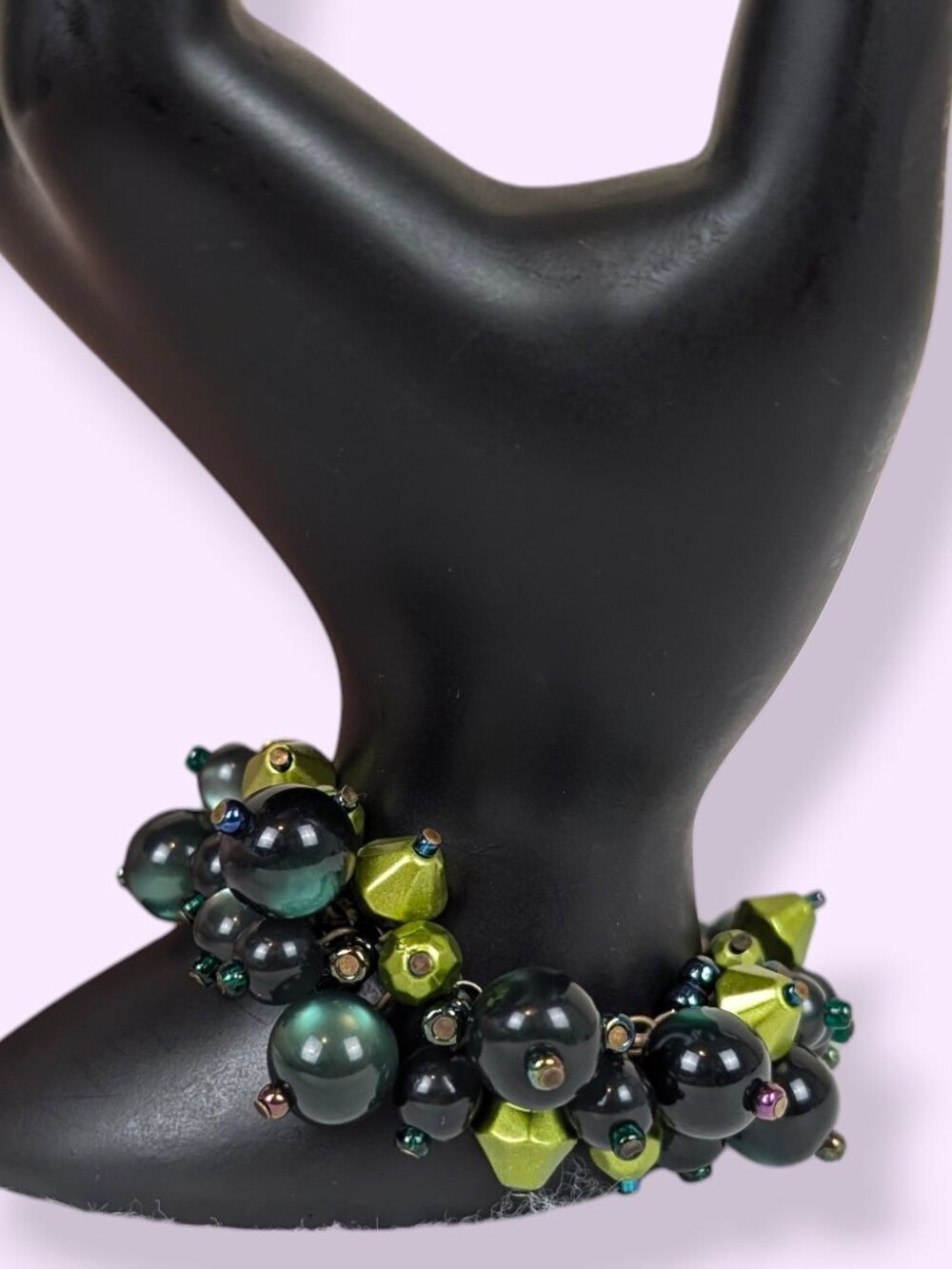 Green Metallic Beaded Cluster Bracelet